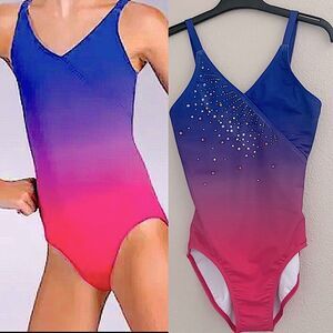 Weissman Costume solo dance rhinestone custom Ombre Leotard PL12366 XSA xs adult